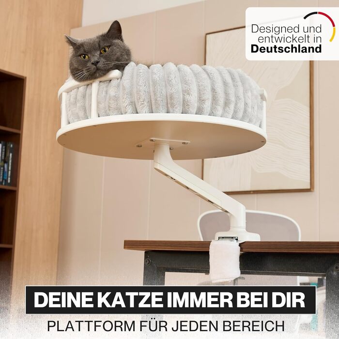 Кішка ліжко Noviclass® LEVI | Платформа для котів | Для столу та підвіконня | 2 ліжка | Cord-дизайн сірий | Міцне та сучасне