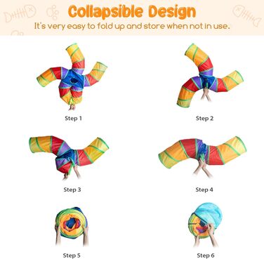 Туннель для котів Depets, великий 5-ти ходовий ігровий тунель-труба зі штандером, S-подібний складний тунель з інтерактивним віконцем, ідеальний для занять в приміщенні для кошенят