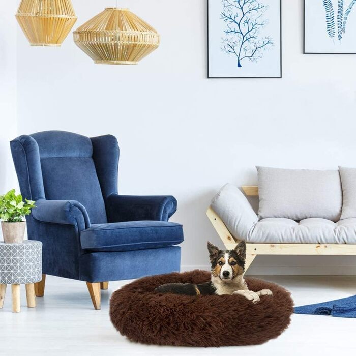 Ортопедичне ліжко для собак великих та екстра-великих порід, м'яке, з плюшу, легко миється, 40 см, кавовий колір