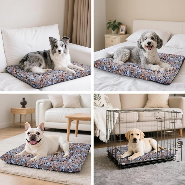 Ортопедичне ліжко для собак BVAGSS, миється, плюшеве, тепле, для собак маленьких, середніх та великих порід, XH083 (100x80 см, Колір: Кофе з лапками)