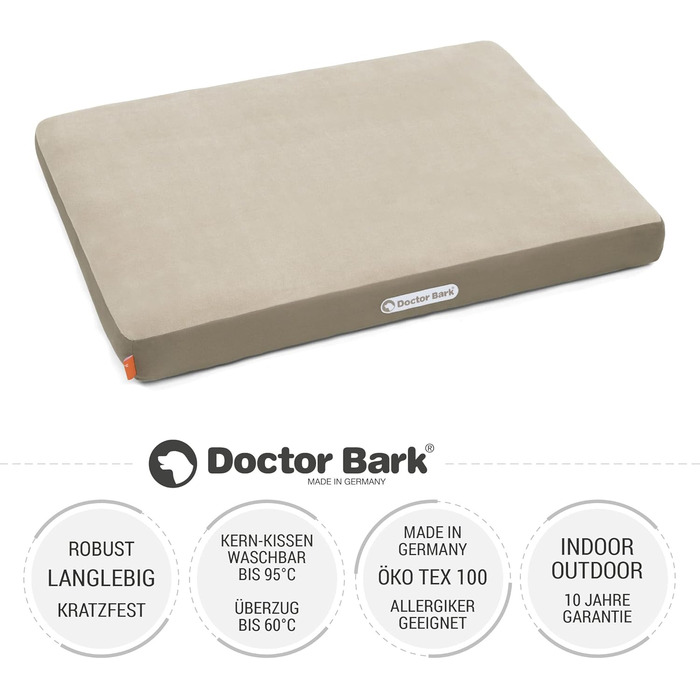 Ортопедичний матрац для собак Doctor Bark з флісовою поверхнею, великий (M, 80x60 см, бежево-золотисто-коричневий)