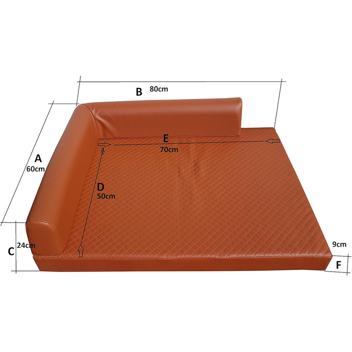 Ортопедичне собаче ліжко Natalia Spzoo Eckbett, кутові, коричневе, розмір S (80 x 60 см)