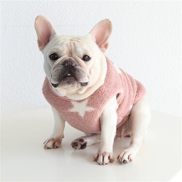 Теплий флісовий теплий одяг для собак для великих собак, маленьких собак з великою грудною кліткою, таких як Французький бульдог, коргі, мопс, бульдог, бультер'єр, шиба та інші - зимова куртка розмір L (XL: обхват грудей 64-66 см, рожевий)