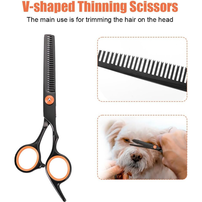 Набір ножиць для грумінгу собак, 7-в-1. Безшумні ножиці для догляду за шерстю собак та котів з безпечними закругленими кінцями