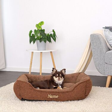 М'яке ліжко для собак Lionto знімний чохол, 110x80 см, коричневе, з антиковзким дном