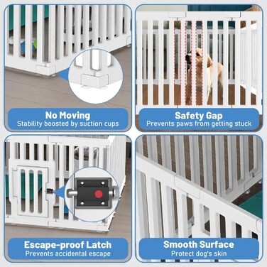 Клітка для цуценят FASRIOU Indoor 65 см, пластикове огородження для собак з антиковзкими присосками, вольєр для маленьких собак, 18 панелей (168 x 135 x 65 см), з окремими секціями