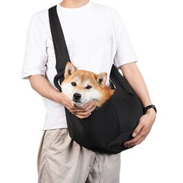 Сумка для собак | Сумка-переноска для тварин на плечі з регульованим ремінцем - безпечна для маленьких собак, звільняє руки. Сумка-переноска для цуценят з регульованим ремінцем для прогулянок, чорного кольору