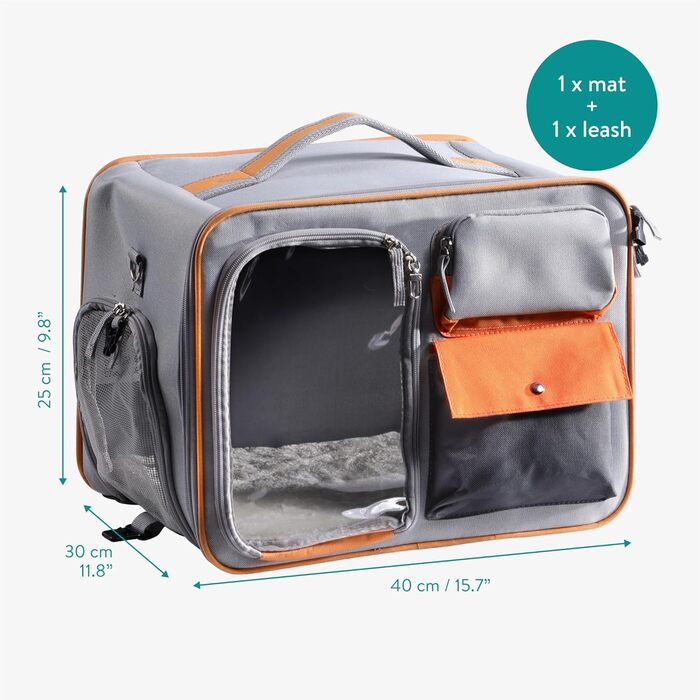 Транспортна переноска для котів Navaris - безпечна та зручна переноска для кота з вікном та 3-стороннім відкриванням, з плечовим ременем та надійними застібками
