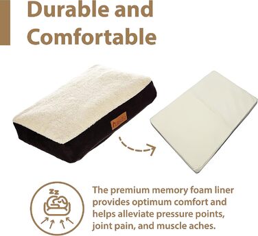 Ортопедична подушка для собак Ellie-Bo, віскоеластичний наповнювач, підкладка з штучного замшу, з овечкою, розмір L, 91,4 см, чорна [L87 x W57 x H6cm]