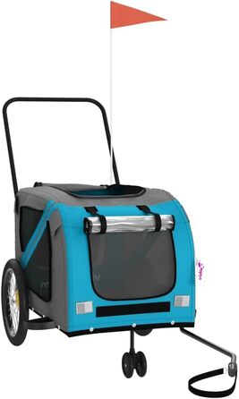 Причіп для тварин на велосипед, Oxford, оксфордська тканина та метал, тип 1, помаранчевий та синій (134 x 68 x 72 см)