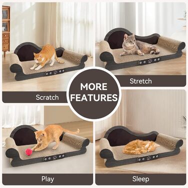 Кігтеточка для котів XXL, 68 см, килимок з дизайном дивану, з щільного гофрокартону для відпочинку та ігор