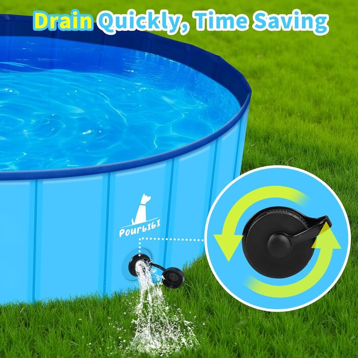 Басейн для собак Pourbibi, 160 x 30 см, розкладний, з ПВХ, антиковзаюча поверхня