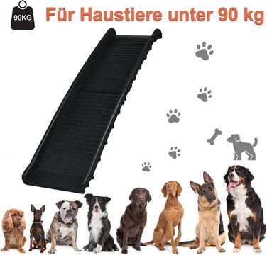 Рампа для собак, спідниця для собак з пластику, неслизька, 156 x 40 см, для великих і маленьких тварин (з папером з замороженим ефектом)