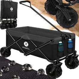 Складаний візок Miweba MB-30 | Вантажопідйомність 120 кг - для дітей, саду, пляжу | Чорний/Темно-сірий