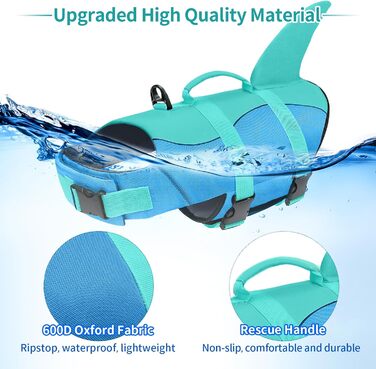 Жилет для плавання для собак Malier, жилет для собак з матеріалу Ripstop з високою плавучістю, для плавання на човні, висока видимість, для цуценят, блакитний, XXL