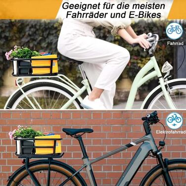 Металевий задній кошик для велосипеда: міцний, великий, з дощем. Підходить для велосипедів та електровелосипедів, для покупок, перевезення собак. Без внутрішнього мішка, з сіткою для багажу.