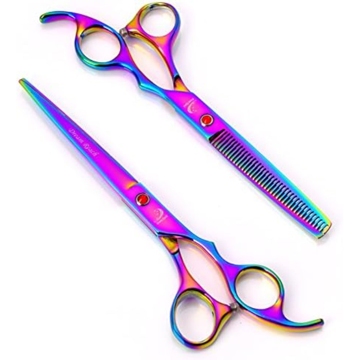 Набір для грумінгу домашніх тварин: професійні ножиці для собак та котів, ножиці для фінальної обробки, вигнуті ножиці, гребінець для грумінгу, набір для догляду за шерстю