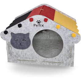 Будинок для котів Petix XXL 60×40×40 см, котяча хатка-ліжко для сну, ігор та хованок, великий м'який будиночок для котів, сірий