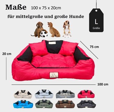 Крісло-ліжко для собак великих порід King Dog: миється, водонепроникне, з можливістю персоналізації (червоне, 100 x 75 см)