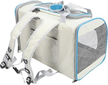 Транслювач для тварин XOYIXOYI, дихаючий рюкзак-переноска для котів та собак, велика місткість, легкий у догляді, для прогулянок на вулиці (білий та блакитний)