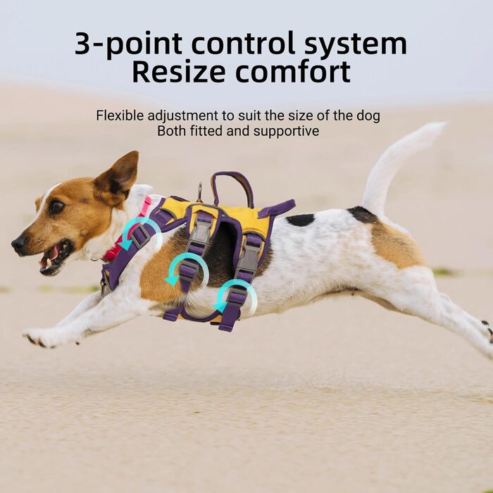 Нашийник для собак від виривання, нашийник-запобіжник з двома ручками та двома карабінами для собак середніх та маленьких порід, цуценят (чорний) з двома передніми карабінами (M, жовтий)