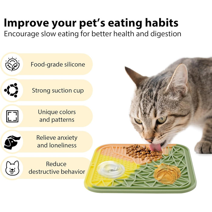 Силіконовий килимок для лизання собак та котів з присосками, багатокольоровий, для цуценят, уповільнює годування, знімає тривогу під час купання та тренувань