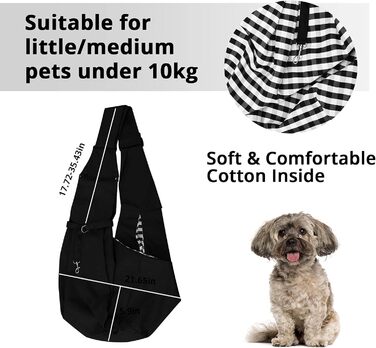 Транспортна сумка для собак та інших домашніх тварин Lyneun, регульована, дихаюча, для прогулянок та активного відпочинку (чорна)