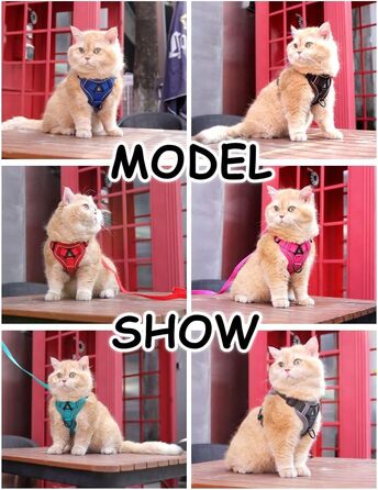 Шлейка та поводок для котів Skmeditec: безпечна шлейка-жилет для великих котів та маленьких собак, м'яка жилетка зі світловідбиваючими смугами, чорний (L)