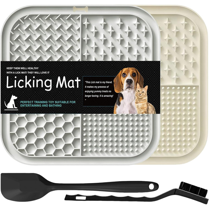 Килимок для собак з присосками, 2 шт. (бежевий + сірий) - для грумінгу, тренувань та купання