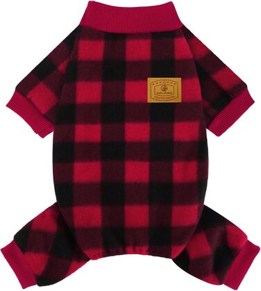 XPUDAC Піжама для собак на Новий Рік, в клітинку, для маленьких та середніх собак, дівчаток та хлопчиків, флісова, тепла, зимова (розмір M)