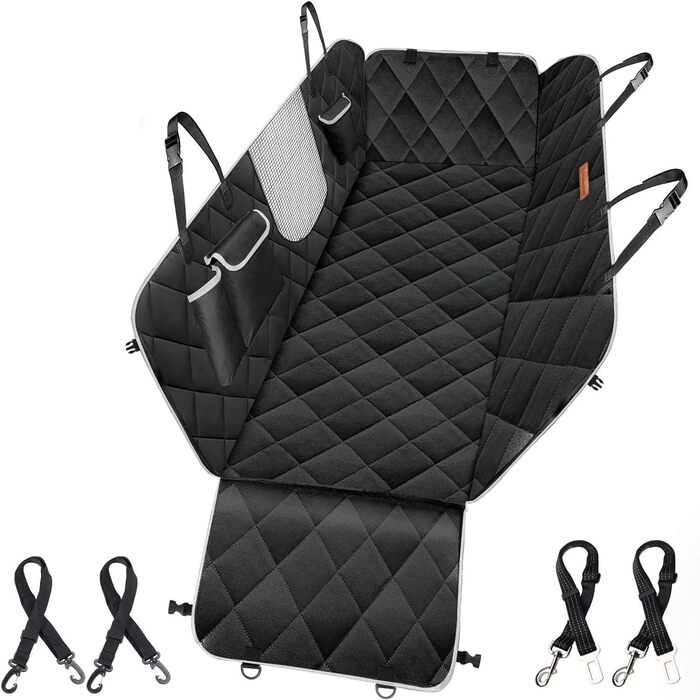 Накладка на сидіння автомобіля Looxmeer для собак, водовідштовхувальна та стійка до подряпин, універсальна, з захистом боків та оглядовим вікном, 137 x 147 см, сіра