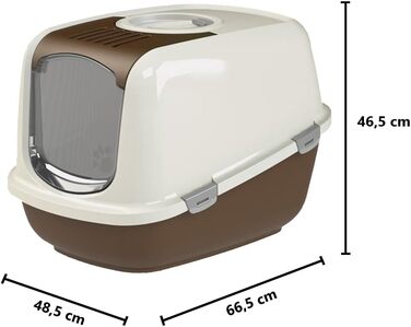 Туалет для котів PeeWee XXL EcoDome з кришкою, закритий котячий туалет з 3 кг деревних гранул, коричнево-слонової кістки