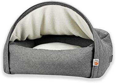 Sleepy Fox® Преміум ліжко-печера для собак та котів - нагороджений, запатентований дизайн (Сірий, стеганий, розмір Medium: 85x75x55 см)