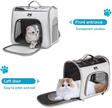 Рюкзак для котів і собак ALLSOPETS складаний з переднім входом і дихаючою сіткою, для подорожей, прогулянок, сірий