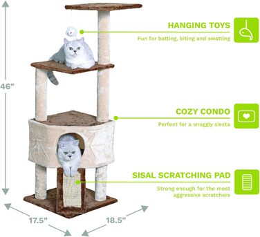 Дряпка для котів Go Pet Club F708, 116,8 см, багаторівнева когтеточка, ігровий комплекс для кішок