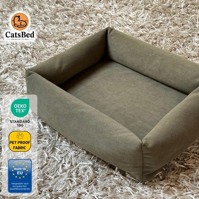 Преміум ліжко для котів - Комфорт та стиль з Magic Velvet, тканина з сертифікатом Ökotex 100, стійке до пошкоджень та легко чиститься (зелене)