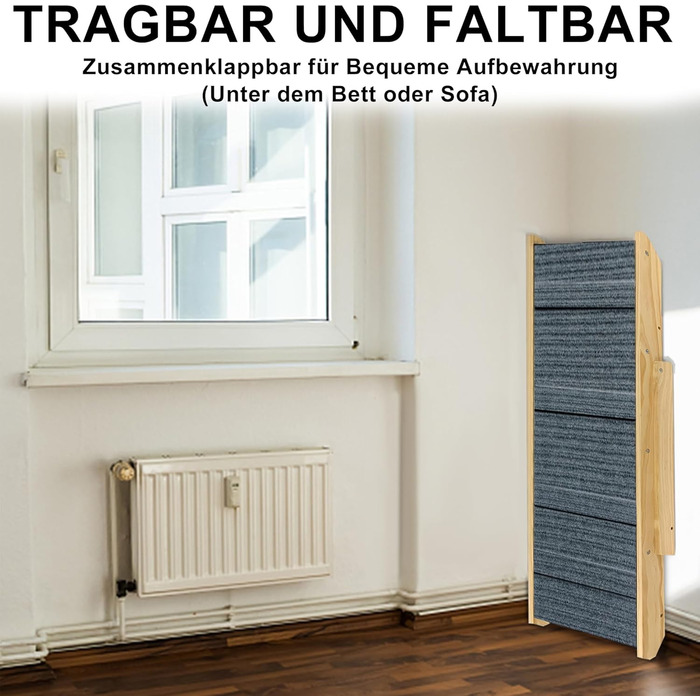 Сходинки для собак 2-в-1 зі справжнього дерева (сосна) – складані, протиковзні, для виходу на вулицю, до 80 кг, 100×46×9 см