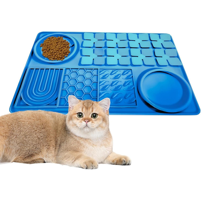 Килимок для годування собак та котів Slow Feeder з силікону, блакитний