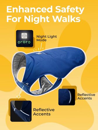 ORORO Теплий зимовий одяг для собак з підігрівом, акумуляторний, відбиваючий, для малих, середніх та великих собак (Синій, L)