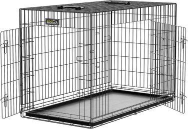 Zoomundo XXL клітка для собак, металева переноска 121x74x81 см, складаний вольєр з пластиковим піддоном, чорний