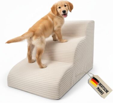 Сходинки для собак Cord бежеві: пандус для собак зі спіненого матеріалу, сходи для котів, тварин, домашніх тварин, пандус для собак на ліжко, 3 сходинки