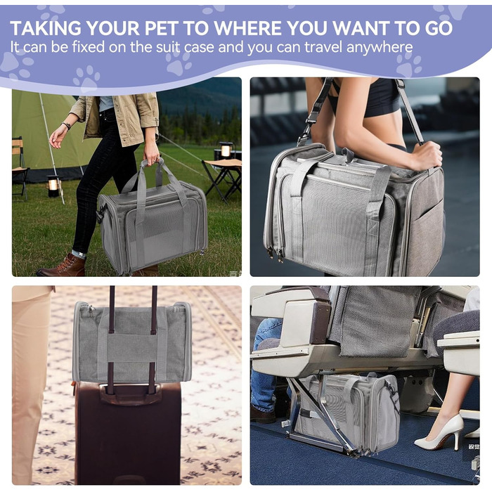 Транспортна сумка для кота/собаки, переносний рюкзак для тварин, сіра, до 6 кг