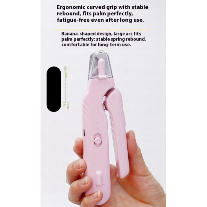 Ножиці для собак та котів з підсвічуванням, безпечні, з вбудованим точилом (рожеві)