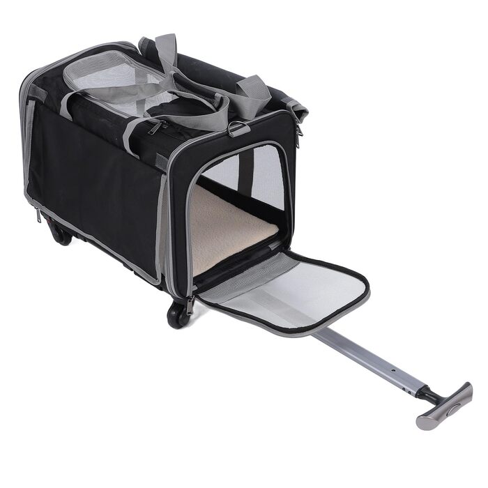 Транспортна переноска для котів та собак на колесах, складна, м'яка, з телескопічною ручкою. Ідеальна для подорожей, кемпінгу та активного відпочинку.