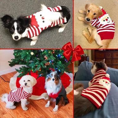 Пуловер для собак у стилі вінтаж, теплий пуловер для такс та інших порід, ідеальний для святкування Різдва, Хелловіну та Нового року. Нарядний пуловер середнього розміру (M), червоно-білий сніговик