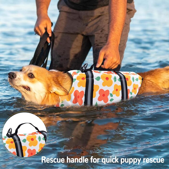 Рятувальний жилет для собак Schwiweste FainFun XL з квітами, Ripstop, регульований розмір, для собак великих і малих порід