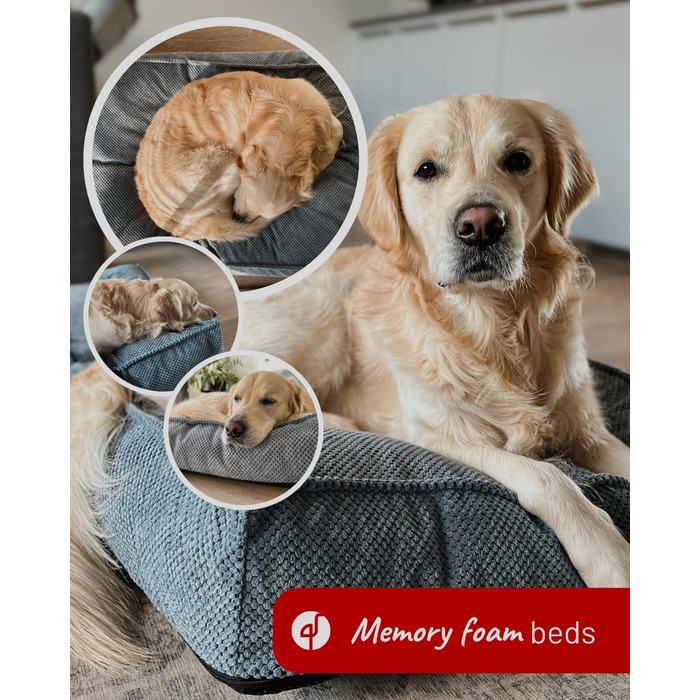 Ортопедичне ліжко для собак Flamingo Baldar – прямокутне, бежеве, 80 см. Комфортне місце для сну з подушкою Baldar, 80x60x18 см