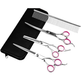 Набір професійних ножиць для собак та котів, гребінець для стрижки, вигнуті ножиці для грумінгу