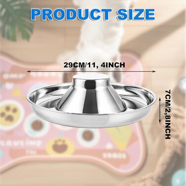 Набір з 3 мисок для собак та котів з нержавіючої сталі, 30 см, для маленьких собак та котів