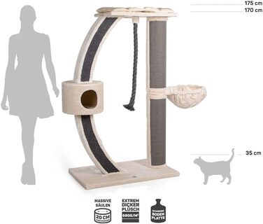 Дряпак для великих котів CanadianCat XXL Granville, бежево-антрацитовий, 157x60x170 см, для мейн-кунів